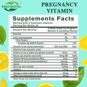 Vente chaude OEM - Personnalisable - Vitamines gommeuses pour femmes enceintes avec folate et DHA - Favorise la croissance saine et le développement cérébral - Product Image 2