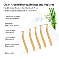 Brosse interdentaire réutilisable en bambou antibactérien, cure-dents en bois biodégradables avec poils en nylon pour l'hygiène bucco-dentaire