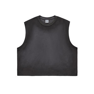 Ropa de gimnasio de verano con logotipo personalizado OEM, ajuste de alta calidad, 100% algodón, 230 GSM, camisa cortada, lavado ácido, camisetas sin mangas para hombre - Product Image 4