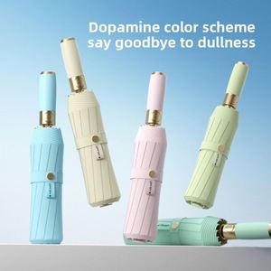 Small UV Protection Automatic Sunscreen Umbrella for Men Women 10-Bone Color <b>Glue</b> Classic Fresh Printed Logo Travel Friendly - Product Image 4