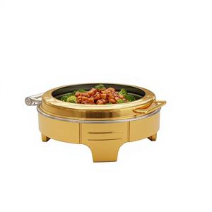 Grand réchaud de présentation doré, chauffe-plats électrique sans fumée, en acier inoxydable, pour restaurants et hôtels, OEM - Product Image 4