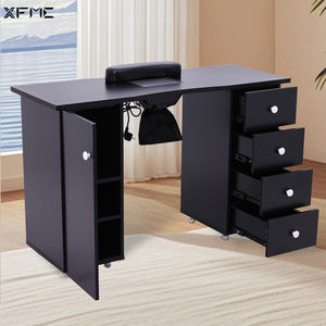 काले गुलाबी सफेद नाखून ड्रायर पॉलिश स्पा स्टेशन 4 दराज 1 बड़ा कैबिनेट 8 पहियों मैनीक्योर नाखून टेबल - Product Image 3