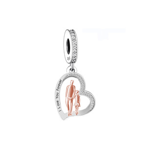 Misura il braccialetto originale Pan charm 925 in argento Sterling padre figlia per sempre amico mio papà mio eroe perlina per la creazione di gioielli da donna - Product Image 2