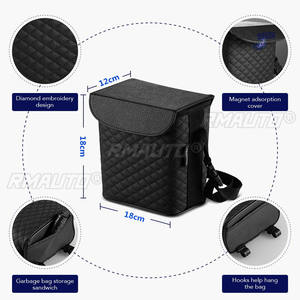 Cubo de Basura para Auto de Cuero PU, Impermeable, Multifuncional, Organizador de Basura para Asiento Trasero con 4 Ganchos, Accesorios para Auto - Product Image 4