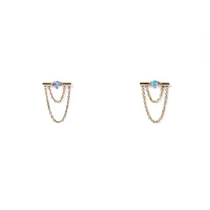 Gemnel yiwu factory wholesale australian synthetic opal bar chain earrings