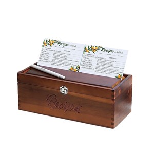Recipe <b>Box</b> Solid Wood Rectangle <b>Storage</b> <b>Kitchen</b> Recipe Card Holder - Product Image 1