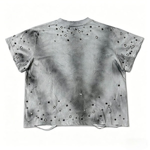 Camiseta Oversize de Hombre <span class=keywords><strong>con</strong></span> Estampado Personalizado, Estilo Vintage, Lavado Ácido, Detalles Metálicos y Efecto Desgastado - Product Image 2