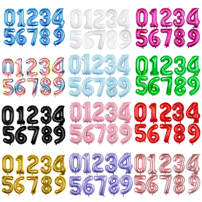 Foil Globos Foil Letters Large Number Balloons 0123456789 Number Helium Balloons for Birthday Party Supplies Decorations