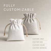 Pochette en coton et lin avec cordon de serrage pour bijoux, pochettes d'emballage cadeau personnalisées multicolores avec logo