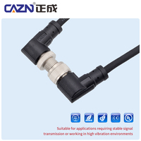Connecteur d'alimentation étanche CAZN M12 IP67, fiche aviation 2-17 broches mâle/femelle, contacts en laiton non blindés, 30V-250V, PVC/PUR, 1M 2M 5M