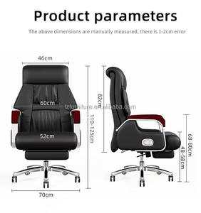 Chaise de bureau ergonomique pivotante au design moderne avec revêtement en cuir synthétique, hauteur réglable, base en aluminium pour la maison, le bureau ou l'atelier - En solde - Product Image 4