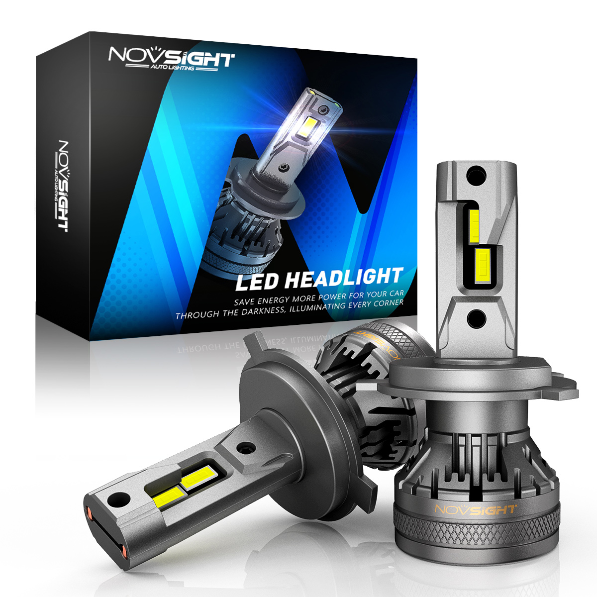 Novsight N37 Scheinwerfer-LED-Lampe H4 H7 9005 9006 Abblendlicht 50000lm 120W Hochleistungs-H11-Auto-LED-Scheinwerfer Luces Focos Kit