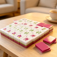 Jeu de Mahjong en Acrylique Cœur Attrayant avec Nœuds Roses – Tuiles de Mahjong pour Soirées Familiales