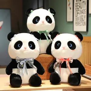 2022卡哇伊填充女孩熊猫蝴蝶结定制中国在线毛绒玩具店