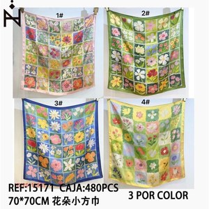 Foulard Quadrato Floreale 70x70Cm Stampa Colorata Accessorio Moda Donna - Product Image 3