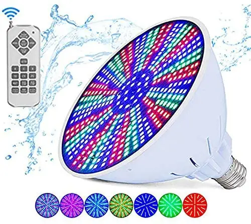 AC/DC 12V E26 Base 35W RGB Cambio de color con control remoto Bombilla LED para piscina subacuática