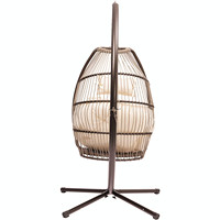 Balançoire à oeufs de mobilier d'extérieur, chaise balançoire suspendue en osier, chaise balançoire d'extérieur avec coussin imperméable et support en métal