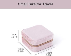 Caja de Almacenamiento de Joyas Rectangular de Lujo, Forro de Terciopelo con Patrón Cuadrado, Cierre de Cremallera, Organizador para Anillos, Collares, Pulseras y Pendientes - Product Image 3