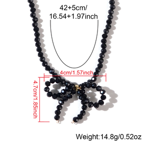 Resoul Glasperlen-Schleifenanhänger-Halskette, Modeschmuck im koreanischen Stil, handgefertigter Perlen-Choker für Damen, Geschenk-Accessoires - Product Image 5