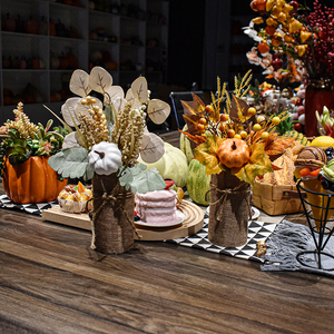 Ramo de Calabazas Artificiales de Cosecha Otoñal con Hojas de Arce para el Día de San Valentín, Decoración para Dormitorio, Sala de Estar, Cesta de Flores - Product Image 2