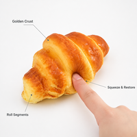 Jouet Squishy Croissant Classique à Remontée Lente, Motif Doré Brillant à Picots, Anti-Stress, Compagnon de Bureau