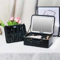 Trousse de Maquillage Personnalisable en PU 20-35L, Design Élégant, Poignée Souple, Fermeture Éclair, Polyvalente, Portable, Professionnelle pour le Nail Art