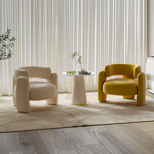 Fauteuil individuel de luxe moderne en velours durable avec repose-pieds, design confortable pour chambre, salon, hôtel, fauteuil d'appoint de loisirs - Product Image 5