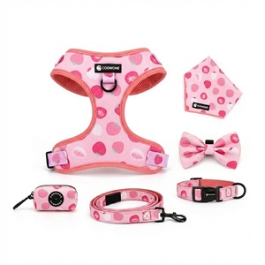 Set Harness dan Tali Anjing Mewah, Pita Anjing Valentine, Dasi Kupu-kupu Anjing Kustom, Set Harness Anti Tarik, Kalung dan Tali Anjing - Product Image 1