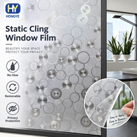 Statische Fensterfolie mit 3D-Kreismuster, Klebefreier Mattierter Sichtschutz-Glasaufkleber für Hausfenster