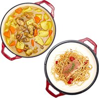 Casserole en fonte émaillée pour la cuisson du pain, casserole à double oreilles à double usage, cocotte en fonte