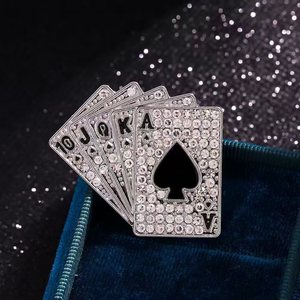 Sıcak satış High-End Corsages Metal <span class=keywords><strong>Pin</strong></span> Poker kart gömme broş çinko alaşım erkek ve kadın takım elbise ceketinizin yaka pimleri - Product Image 5