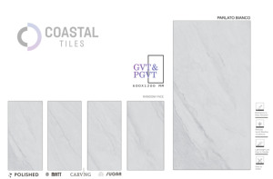 PARLATO BIANCO Azulejos de porcelana pulida de 9mm 600x1200MM /24X48 Diseño clásico moderno a Grado Premium Azulejos de ladrillo refractario Certificado - Product Image 2