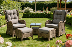 Set di Mobili <span class=keywords><strong>da</strong></span> <span class=keywords><strong>Giardino</strong></span> di Lusso con Schienale Alto, Poltrona Reclinabile in Vimini <span class=keywords><strong>e</strong></span> Rattan con Poggiapiedi <span class=keywords><strong>e</strong></span> Tavolino Laterale per Patio <span class=keywords><strong>e</strong></span> Balcone - Product Image 3