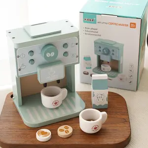 2023 New Early Childhood Wooden mini kitchen coffee pretend set toys for kids