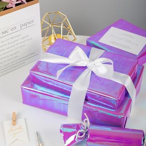 Yarcony Purple Holographic Metallized Paper Roll 17Inch X 33Feet Double Side For Girls Gifts - Product Image 3