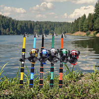 1.5m 1.8m Joran Pancing Anak Portable Teleskopik Mini Feeder Fiberglass Ultralight Set Reel Daiwa untuk Memancing Ikan Mas dan Laut