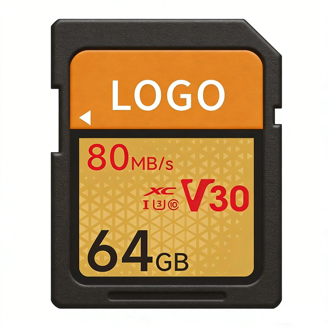 64GB V30 Class10 UHS-I SD Card 80MB/s Plastic Custom Logo for Wedding & Studio Photography GPS Camera DVR Phone