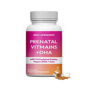 LIFEWORTH Capsules multivitaminées Supplément nutritionnel prénatal en vitamines et minéraux pour femmes avec acide folique DHA - Product Image 1