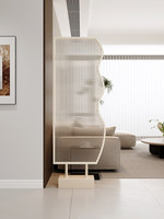 Paravent portable design artistique sur pied, installation sans perçage, panneau en verre trempé, intimité pour porte d'entrée
