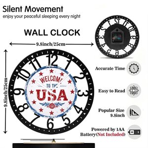 25cm Round Iron <strong>Clock</strong> Featuring a <strong>Bee</strong> on Honeycomb - Product Image 2