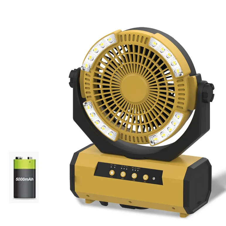 Портативный вентилятор для кемпинга со светодиодным светом и крюком, 16000 мАч, перезаряжаемый вентилятор с питанием от батареи с дистанционным управлением и таймером