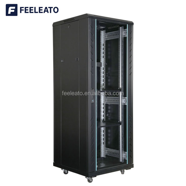 OEM ODM 19-Inch Black 19" Server Rack Cabinet 22U/27U/42U SPCC Steel Powder Coated in Stock 600x600mm