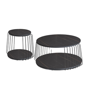 Juego de mesa de centro nido de estilo nórdico moderno, tapa de mármol blanco, Base de Metal dorado, convertible, duradero para el hogar, oficina, sala de estar - Product Image 1