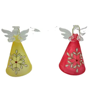 2023 New Hot Design handgemachte Glas Engel Ornament mit Licht Weihnachts geschenk Baum hängen Dekoration Glas Engel