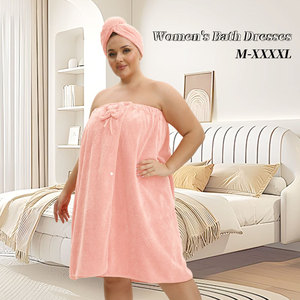 <strong>Women's</strong> Microfiber Spa Wrap Bath <strong>Robe</strong> and <strong>Dry</strong> Hair Shower Cap Soft Absorbent Knitted Towel Set - Product Image 4