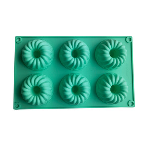 Molde de silicona Savarin de 6 agujeros, molde para pasteles 3D para decoración de cumpleaños <span class=keywords><strong>y</strong></span> herramientas para hornear - Product Image 3