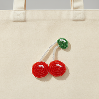 MANTU Appliques perlées à coudre faites à la main, écologiques, motifs cocotier, poisson, martini, fruits, en feutre non tissé pour sacs