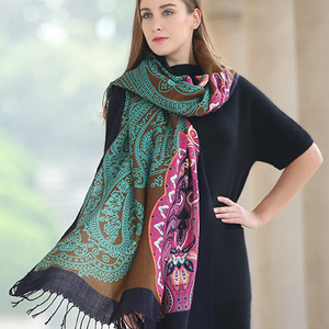 Manxiang手作り冬の女性カシミアウールプレーンタッセルスカーフショール - Product Image 1