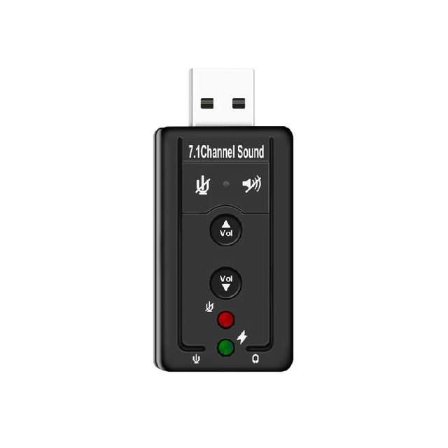 Virtual 7.1 Channel USB External Sound Card with Volume Control Buttons Plug&Play Audio Adapter for PC Laptop Gaming Headset