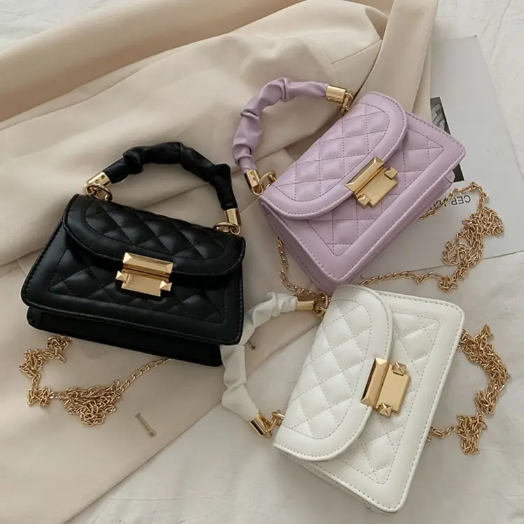 Hot Black Crossbody Chain Diamond Lattice Pu Leather Luxury Handbag Designer Hand Bags